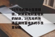 10万元内做小生意赚钱,快速实现财富增长的秘诀,10万元内快速实现财富增长的小生意秘籍 10万元内做小生意赚钱,快速实现财富增长的秘诀,10万元内快速实现财富增长的小生意秘籍