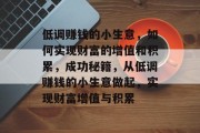 低调赚钱的小生意,如何实现财富的增值和积累,成功秘籍,从低调赚钱的小生意做起,实现财富增值与积累