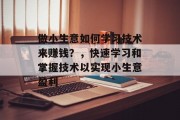 做小生意如何学习技术来赚钱?,快速学习和掌握技术以实现小生意盈利 做小生意如何学习技术来赚钱?,快速学习和掌握技术以实现小生意盈利