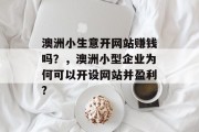 澳洲小生意开网站赚钱吗?,澳洲小型企业为何可以开设网站并盈利? 澳洲小生意开网站赚钱吗?,澳洲小型企业为何可以开设网站并盈利?