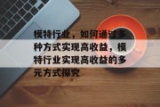 模特行业,如何通过多种方式实现高收益,模特行业实现高收益的多元方式探究 模特行业,如何通过多种方式实现高收益,模特行业实现高收益的多元方式探究