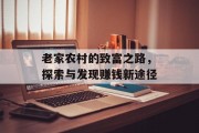 老家农村的致富之路，探索与发现赚钱新途径