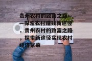 贵州农村的致富之路——探索农村赚钱新途径,贵州农村的致富之路,探索新途径实现农村经济繁荣 贵州农村的致富之路——探索农村赚钱新途径,贵州农村的致富之路,探索新途径实现农村经济繁荣