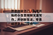 开启创业之门,从零开始的小生意视频文案写作,开创新生活,零基础创业入门指南 开启创业之门,从零开始的小生意视频文案写作,开创新生活,零基础创业入门指南