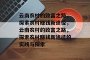 云南农村的致富之路,探索农村赚钱新途径,云南农村的致富之路,探索农村赚钱新途径的实践与探索 云南农村的致富之路,探索农村赚钱新途径,云南农村的致富之路,探索农村赚钱新途径的实践与探索