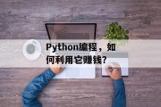 Python编程,如何利用它赚钱? Python编程,如何利用它赚钱?