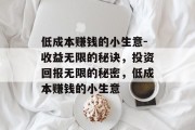 低成本赚钱的小生意-收益无限的秘诀，投资回报无限的秘密，低成本赚钱的小生意