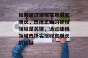 如何通过建模实现财富增长，选择正确的建模领域是关键，通过建模领域选择实现财富增长的关键