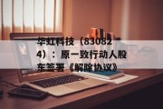华虹科技(830824):原一致行动人股东签署《解除协议》 华虹科技(830824):原一致行动人股东签署《解除协议》