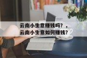 云南小生意赚钱吗?,云南小生意如何赚钱? 云南小生意赚钱吗?,云南小生意如何赚钱?
