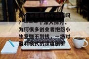 做小生意真的不赚钱吗?——一个深入探讨,为何很多创业者抱怨小生意赚不到钱,一场对盈利模式的深度剖析 做小生意真的不赚钱吗?——一个深入探讨,为何很多创业者抱怨小生意赚不到钱,一场对盈利模式的深度剖析