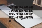 今日份赚钱小生意推荐,满足你的多元需求和期待,多样收入来源的推荐,今日轻松赚取财富
