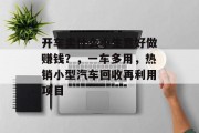 开车卖什么小生意好做赚钱?,一车多用,热销小型汽车回收再利用项目