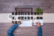 掌握你的小生意赚钱方法,经营小生意,策略与技巧 掌握你的小生意赚钱方法,经营小生意,策略与技巧