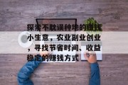 探索不耽误种地的赚钱小生意,农业副业创业,寻找节省时间、收益稳定的赚钱方式