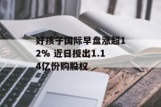 好孩子国际早盘涨超12% 近日授出1.14亿份购股权 好孩子国际早盘涨超12% 近日授出1.14亿份购股权
