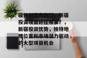 疆外创业大热门,新疆投资项目好在哪里?,新疆投资优势,独特地理位置和市场潜力驱动的大型项目机会 疆外创业大热门,新疆投资项目好在哪里?,新疆投资优势,独特地理位置和市场潜力驱动的大型项目机会