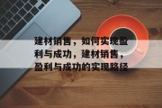 建材销售，如何实现盈利与成功，建材销售，盈利与成功的实现路径