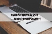 新疆农村的致富之路——探索农村赚钱新模式 新疆农村的致富之路——探索农村赚钱新模式