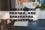 本地做小生意赚取利润的机会与挑战，本地经营的商业机会与挑战，成功秘诀和失败教训