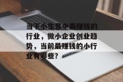 当下小生意中最赚钱的行业，微小企业创业趋势，当前最赚钱的小行业有哪些？