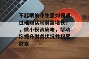 不起眼的小生意如何通过理财实现财富增长?,微小投资策略,帮助你提升财务状况并积累财富 不起眼的小生意如何通过理财实现财富增长?,微小投资策略,帮助你提升财务状况并积累财富