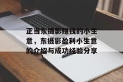 正当东摄影赚钱的小生意,东摄影盈利小生意的介绍与成功经验分享
