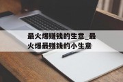 最火爆赚钱的生意_最火爆最赚钱的小生意