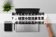 操作流量小生意赚钱吗?,经营小型流量生意,成功秘诀和盈利模式 操作流量小生意赚钱吗?,经营小型流量生意,成功秘诀和盈利模式