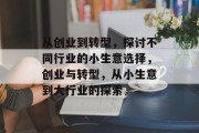 从创业到转型,探讨不同行业的小生意选择,创业与转型,从小生意到大行业的探索