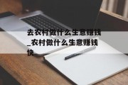 去农村做什么生意赚钱_农村做什么生意赚钱快 去农村做什么生意赚钱_农村做什么生意赚钱快