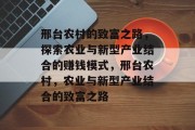 邢台农村的致富之路,探索农业与新型产业结合的赚钱模式,邢台农村,农业与新型产业结合的致富之路 邢台农村的致富之路,探索农业与新型产业结合的赚钱模式,邢台农村,农业与新型产业结合的致富之路