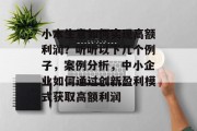 小本生意如何实现高额利润?听听以下几个例子,案例分析,中小企业如何通过创新盈利模式获取高额利润 小本生意如何实现高额利润?听听以下几个例子,案例分析,中小企业如何通过创新盈利模式获取高额利润