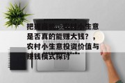 把握商机,农村小生意是否真的能赚大钱?,农村小生意投资价值与赚钱模式探讨 把握商机,农村小生意是否真的能赚大钱?,农村小生意投资价值与赚钱模式探讨