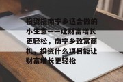 投资指南宁乡适合做的小生意——让财富增长更轻松,南宁乡致富商机,投资什么项目能让财富增长更轻松