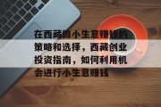在西藏做小生意赚钱的策略和选择,西藏创业投资指南,如何利用机会进行小生意赚钱 在西藏做小生意赚钱的策略和选择,西藏创业投资指南,如何利用机会进行小生意赚钱