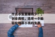 什么小生意赚钱少？，创业商机，选择一个能轻松赚取小钱的生意