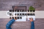 赚钱不累人的小生意推荐,十大无风险赚钱的小生意推荐