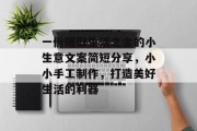一份赚取生活之金的小生意文案简短分享,小小手工制作,打造美好生活的利器 一份赚取生活之金的小生意文案简短分享,小小手工制作,打造美好生活的利器