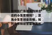 如何在广东澄海找到合适的小生意赚钱?,澄海小生意创业攻略,如何选择和运营盈利商机