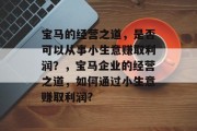 宝马的经营之道,是否可以从事小生意赚取利润?,宝马企业的经营之道,如何通过小生意赚取利润?