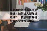 在新加坡做什么小生意赚钱?如何进入新加坡市场?,新加坡商业机会及小企业投资指南 在新加坡做什么小生意赚钱?如何进入新加坡市场?,新加坡商业机会及小企业投资指南