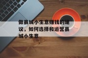 做县城小生意赚钱的建议，如何选择和运营县城小生意