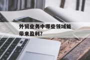 外贸业务中哪些领域能带来盈利？