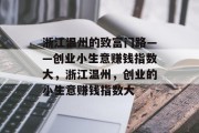 浙江温州的致富门路——创业小生意赚钱指数大,浙江温州,创业的小生意赚钱指数大