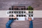 投资之路,如何通过投资实现财富增长,投资之路,掌握策略,实现财富增长 投资之路,如何通过投资实现财富增长,投资之路,掌握策略,实现财富增长