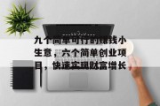 九个简单可行的赚钱小生意，六个简单创业项目，快速实现财富增长