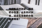 在山东农村创业,赚钱的小生意,山东农村创业,适合在家做的小生意有哪些? 在山东农村创业,赚钱的小生意,山东农村创业,适合在家做的小生意有哪些?