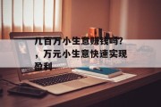 几百万小生意赚钱吗？，万元小生意快速实现盈利