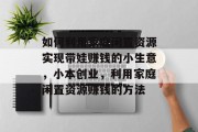 如何利用家庭闲置资源实现带娃赚钱的小生意,小本创业,利用家庭闲置资源赚钱的方法